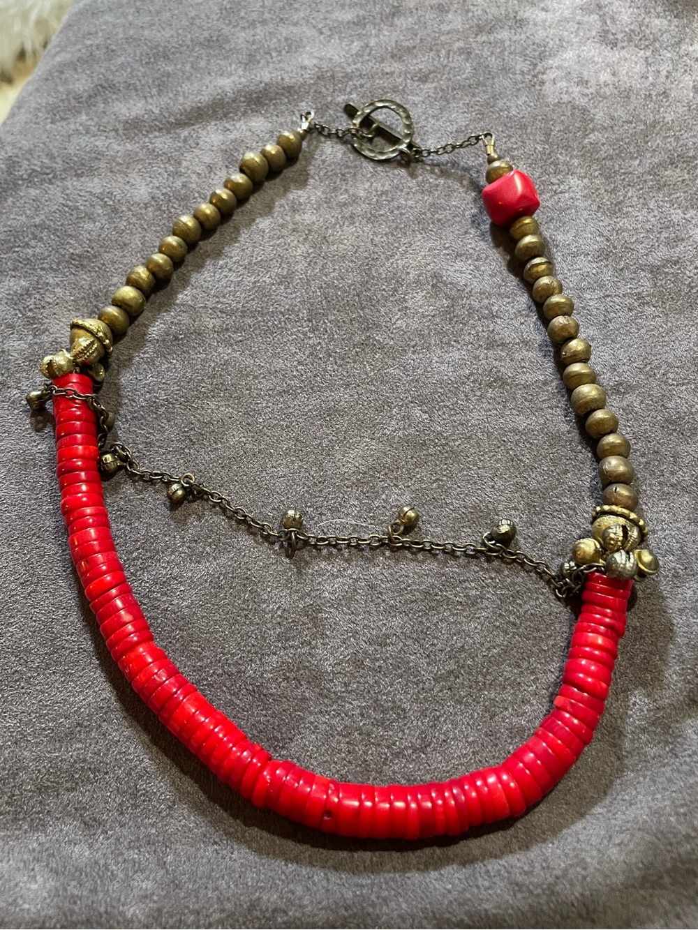 Vintage Red Coral Beaded Statement Necklace